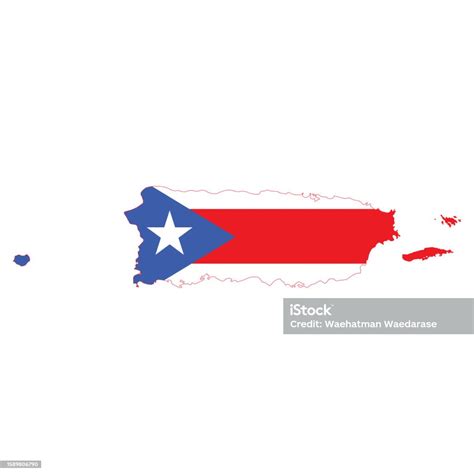 Puerto Rico Map Flag Vector Design Isolated On White Background Stock ...