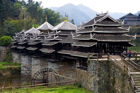 Chengyang Yongji covered bridge Sanjiang county Guangxi province China ...