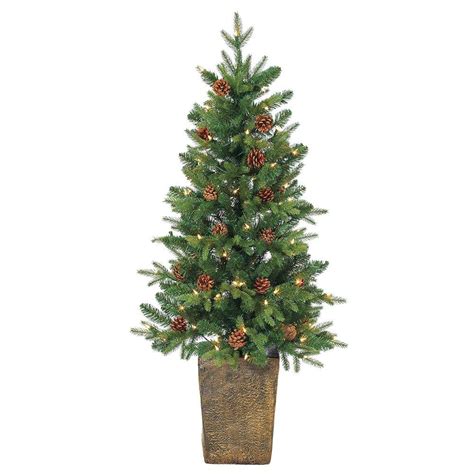 STERLING 4 ft. Pre-Lit Natural Cut Georgia Pine Artificial Christmas ...