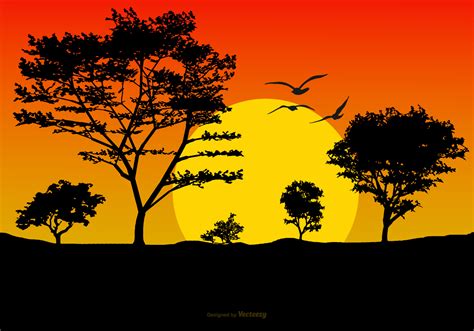 Beautiful Sunset Landscape Illustration 161200 Vector Art at Vecteezy