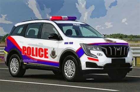 Mahindra XUV700 rendered as a police vehicle