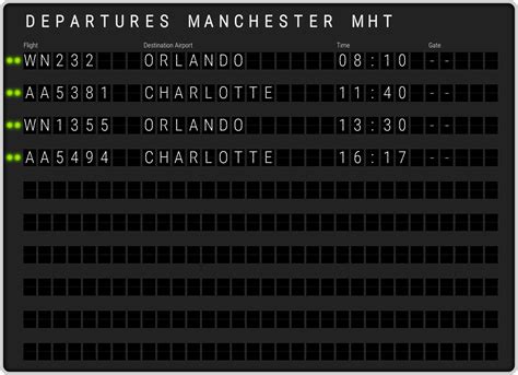 Manchester Airport Departures [MHT] Flight Schedules & departure