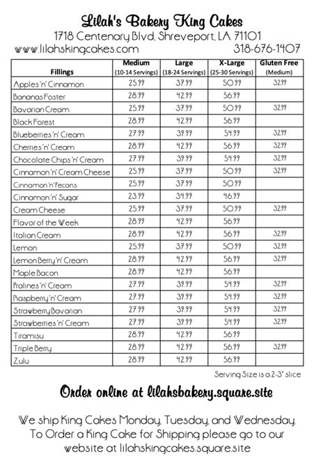 King Cake Flavors & Prices - Lilah's King Cakes