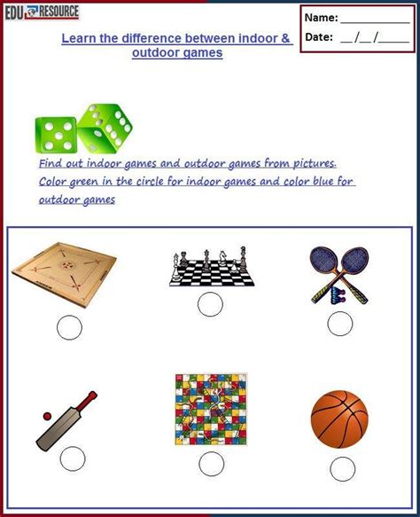 Indoor Games for Kids | Worksheets.edu-Resource.com (With images ...