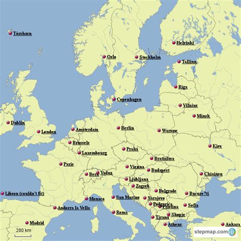 Map Of Europe With Capital Cities