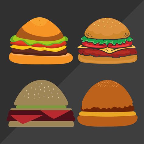 Set of hamburger and fries 17671948 Vector Art at Vecteezy