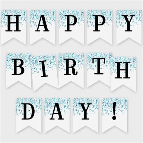 Happy Birthday Printable Banner Blue Confetti Glitters - Etsy | Happy ...