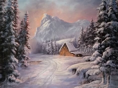 "Winter Cabin" Oil Painting by Kevin Hill Watch short oil painting ...