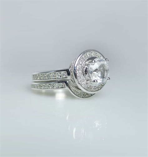 White Sapphire Wedding Set Sterling Silver Design