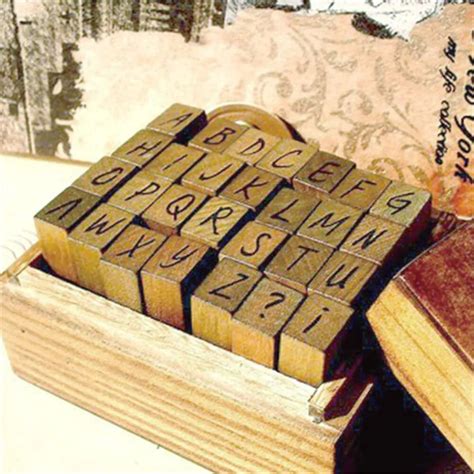 Vintage Teach Wooden Alphabet And Number Stamps Set DIY Letter Alphabet ...