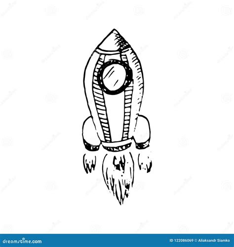 Hand Drawn Spaceship Doodle. Sketch Style Icon. Decoration Element ...