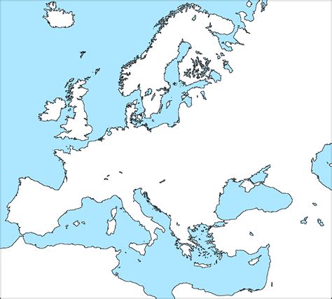 Blank Physical Map Of Western Europe