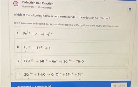 Solved K2Cr2O7(aq) (ACIDIC) + FeSO4(aq) Oxidation Half | Chegg.com