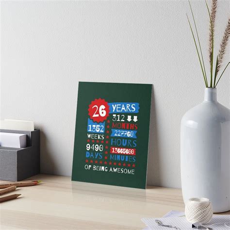 26 Years Of Being Awesome - Splendid 26th Birthday Gift Ideas Art Board ...