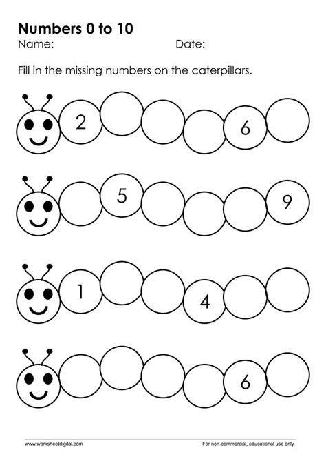 Numbers 0 to 10 Missing numbers in each row circle (1) Number Words ...