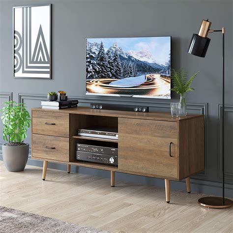 Homfa TV Cabinet Media Console Table, Wood TV Stand for Tvs Up to 60 ...