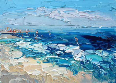 Abstract Beach Painting, Original Painting, Beach Scene People, Ocean ...