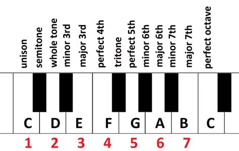 intervals in C major scale | Piano Theory Exercises