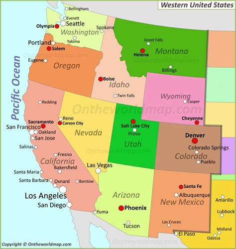 Map Of Western United States - Ontheworldmap.com