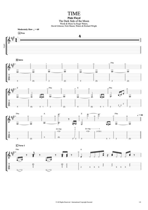 Time by Pink Floyd - Full Score Guitar Pro Tab | mySongBook.com