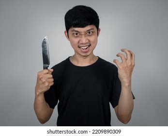 Man Murder Holding Knife Gesture Scared Stock Photo 2209890309 ...