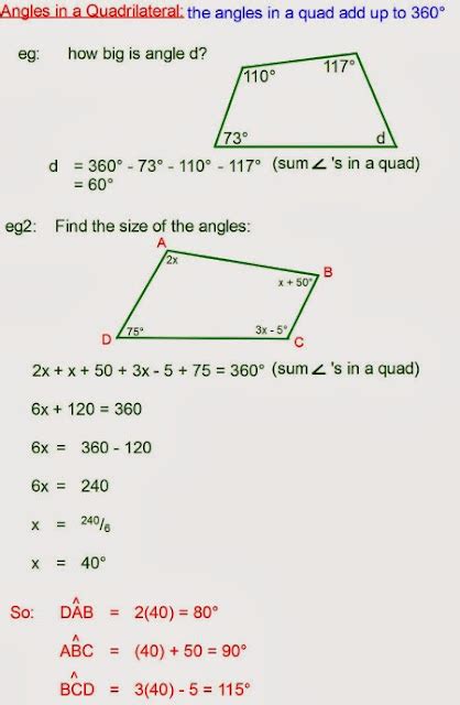 Mr Rouche's Maths: Angles in a Quadrilateral