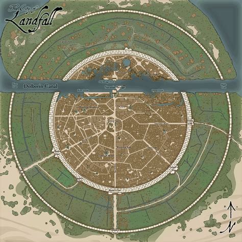 The city of Landfall. | Fantasy city map, Fantasy world map, Fantasy ...