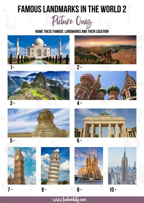 BEST Famous Landmarks Picture Quiz: 120 Questions and Answers ...