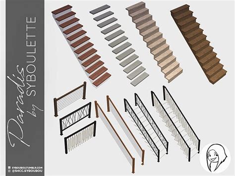 Paradis functional stairs set by Syboubou at TSR » Sims 4 Updates