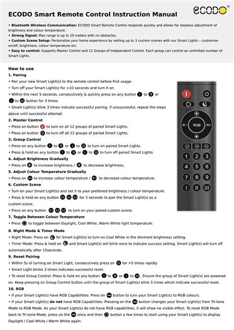 Ecodo Remote Control User Manual