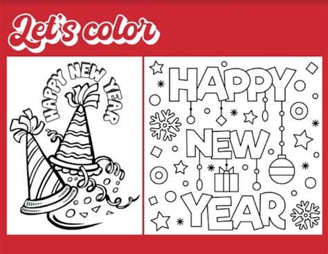 Printable New Year Party Coloring Pages for Your Kids, DIY Instant ...