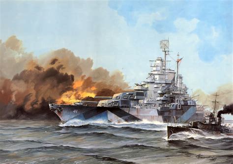 Wallpaper Battleship USS California 1944 ship Painting Art 2745x1939