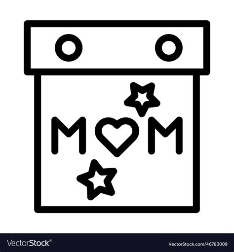 Calendar mom icon outline black colour mother day Vector Image