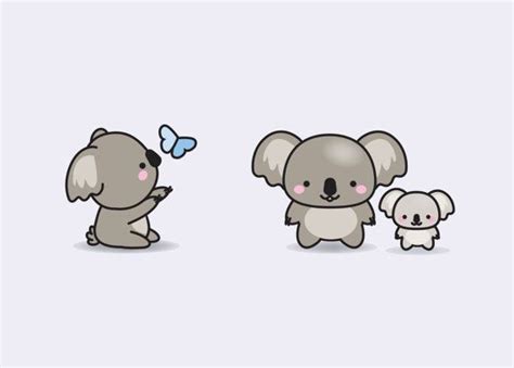 Premium Vector Clipart Kawaii Koala Cute Koalas Clipart Set High ...