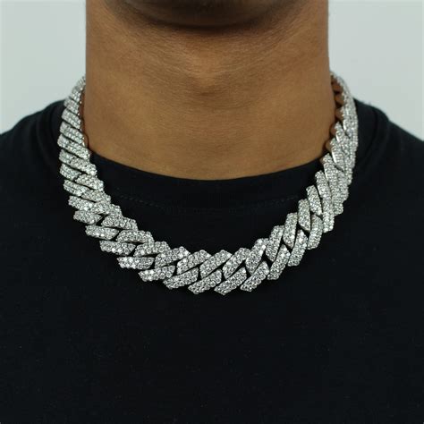 19mm Iced Out Prong Chain in White Gold – Jewlz Express