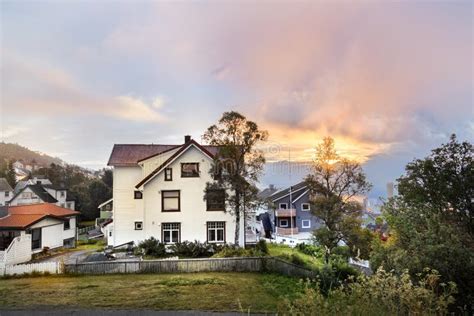 Wooden Houses in a Residential Area of Tromso, Norway Editorial Image ...