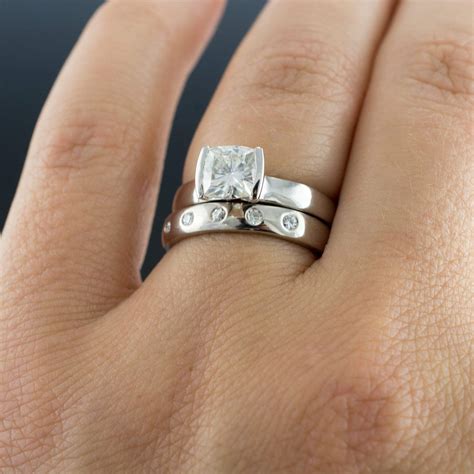 Cushion Cut 1 Carat Diamond Modified Tension Solitaire Engagement Ring