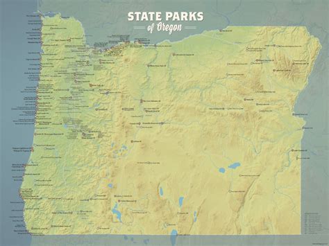 Oregon State Parks Map 18x24 Poster - Best Maps Ever