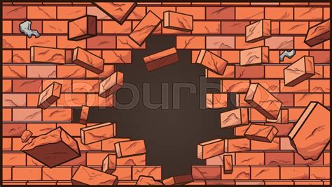 Broken brick wall. Vector clip art ... | Stock vector | Colourbox