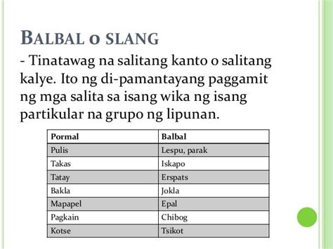 10 Halimbawa Ng Kolokyal Na Antas Ng Wika