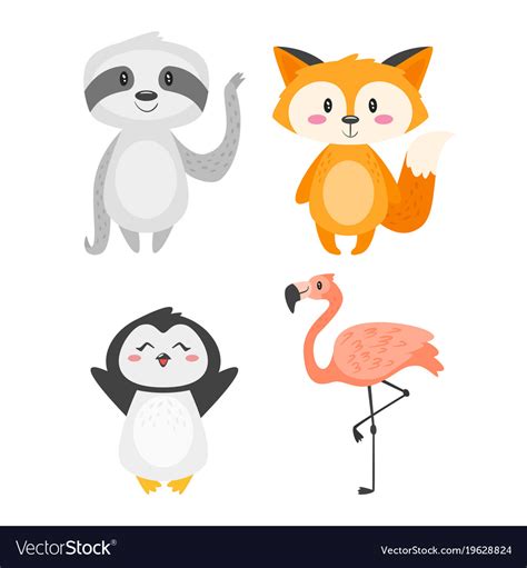 Set Of Cute Cartoon Animals Stock Illustration Download