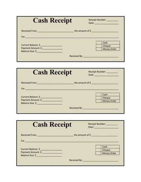 Printable Cash Receipt