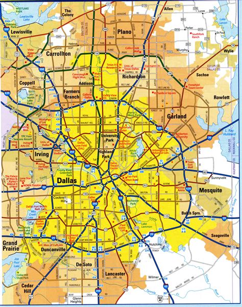 Dallas TX city map.Free printable detailed map of Dallas city Texas