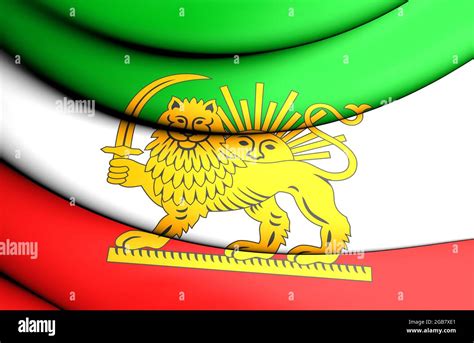 3D Flag of Iran (1886). Old Lion and Sun Flag. 3D Illustration Stock ...