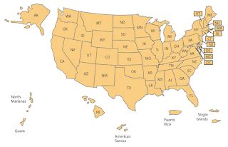 Map of 52 States in USA