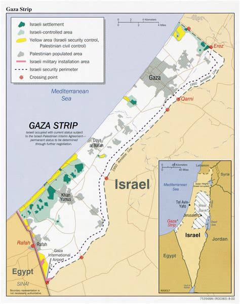 Large detailed political map of Gaza Strip with other marks - 2000 ...