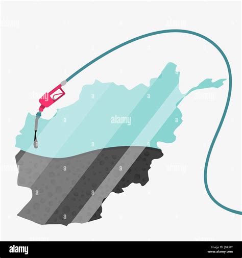 Map of Afghanistan being fueled by oil. Gas pump fueled map. On the map ...