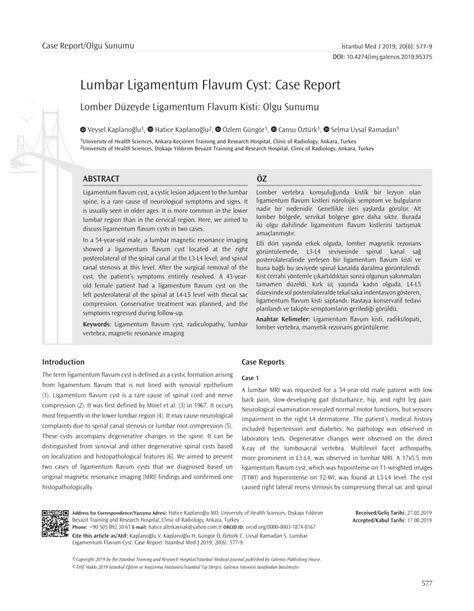 (PDF) Lumbar Ligamentum Flavum Cyst: Case Report