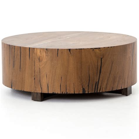 Hudson Round Natural Yukas Wood Block Coffee Table | Zin Home