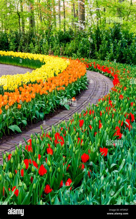 Flower garden. Beautiful park garden in spring. beautiful garden ...